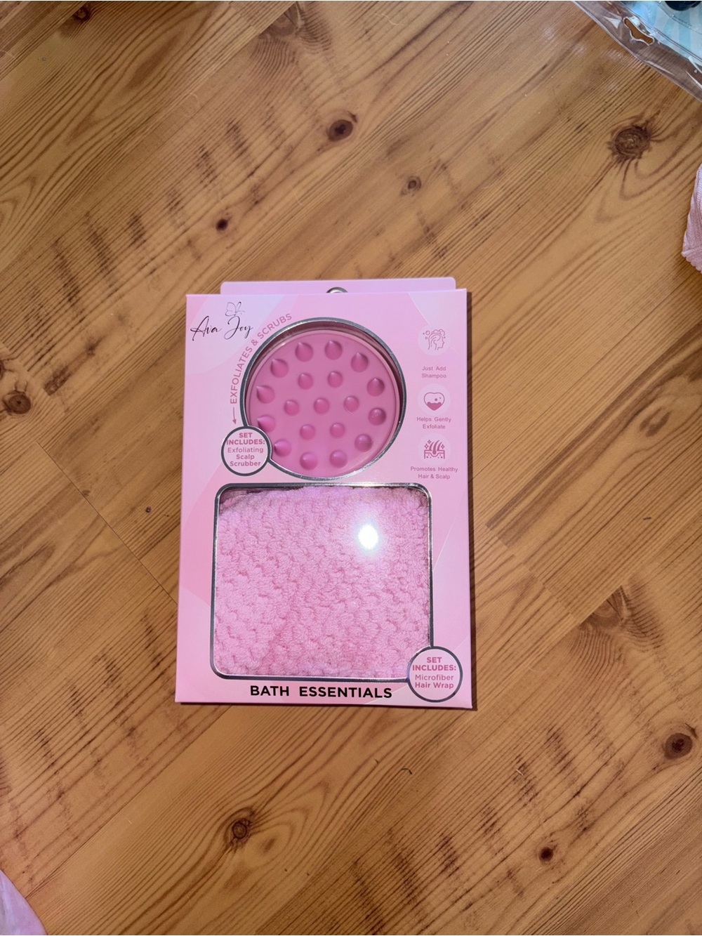 Pink Bath Essentials Set - Exfoliating Scrub & Hair Wrap